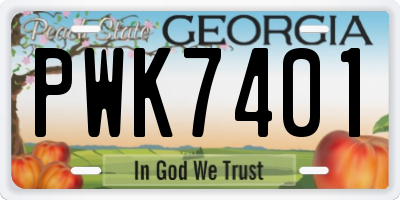 GA license plate PWK7401