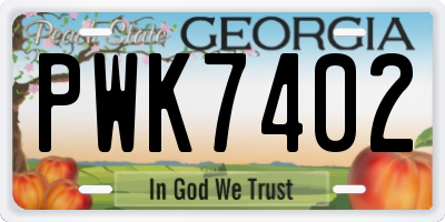 GA license plate PWK7402