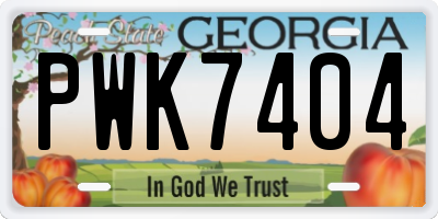 GA license plate PWK7404