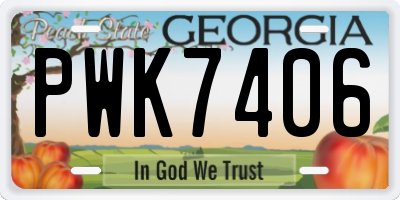 GA license plate PWK7406