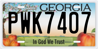 GA license plate PWK7407