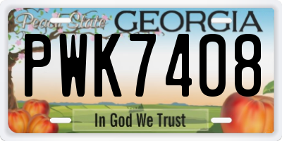 GA license plate PWK7408