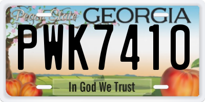 GA license plate PWK7410