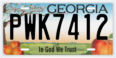 GA license plate PWK7412