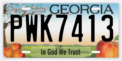 GA license plate PWK7413
