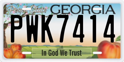 GA license plate PWK7414