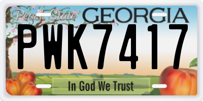 GA license plate PWK7417