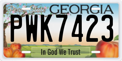 GA license plate PWK7423