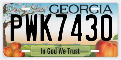 GA license plate PWK7430