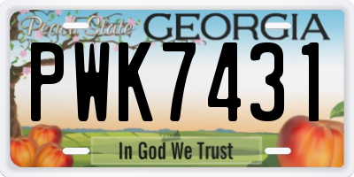 GA license plate PWK7431