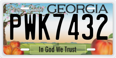 GA license plate PWK7432