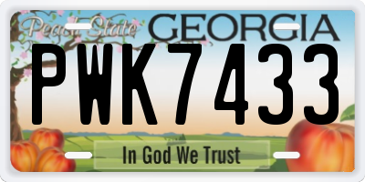 GA license plate PWK7433