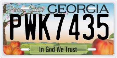 GA license plate PWK7435