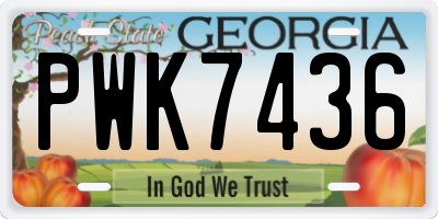 GA license plate PWK7436