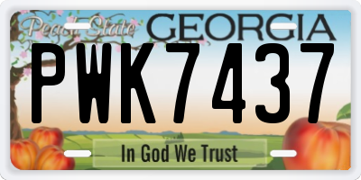GA license plate PWK7437