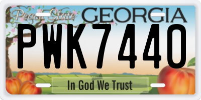 GA license plate PWK7440