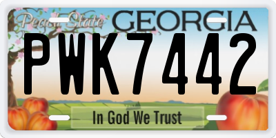 GA license plate PWK7442
