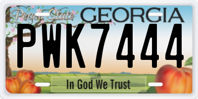 GA license plate PWK7444