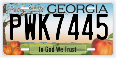 GA license plate PWK7445