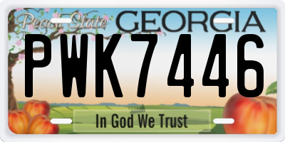 GA license plate PWK7446