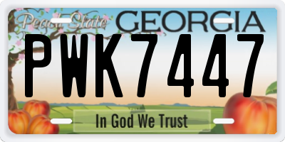 GA license plate PWK7447