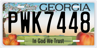 GA license plate PWK7448