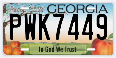 GA license plate PWK7449