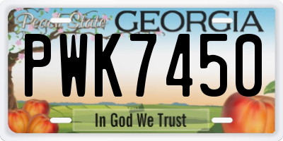 GA license plate PWK7450