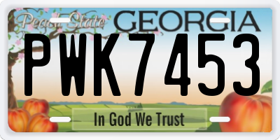 GA license plate PWK7453