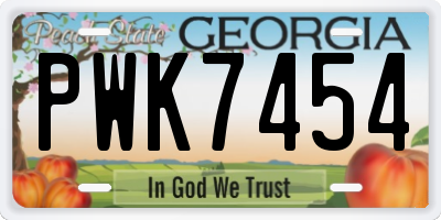 GA license plate PWK7454