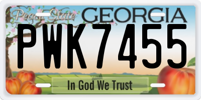 GA license plate PWK7455
