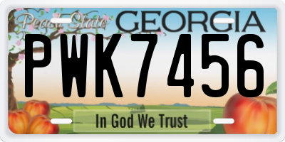 GA license plate PWK7456