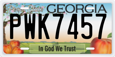 GA license plate PWK7457