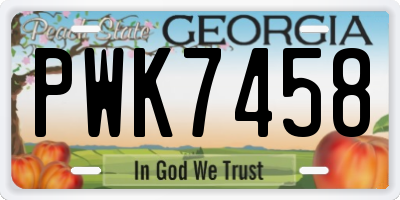 GA license plate PWK7458