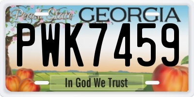 GA license plate PWK7459