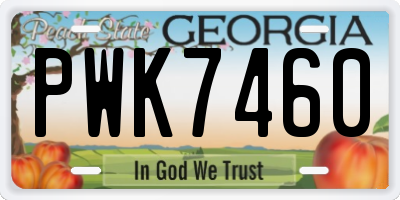 GA license plate PWK7460