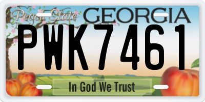 GA license plate PWK7461