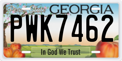 GA license plate PWK7462