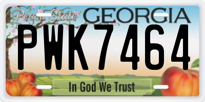 GA license plate PWK7464