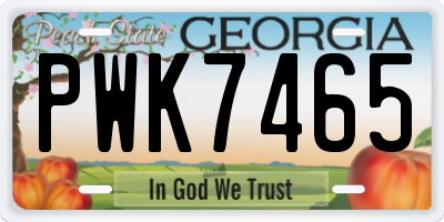 GA license plate PWK7465