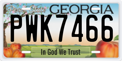 GA license plate PWK7466