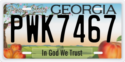 GA license plate PWK7467