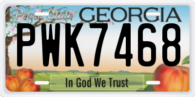 GA license plate PWK7468