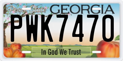 GA license plate PWK7470