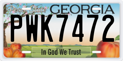 GA license plate PWK7472