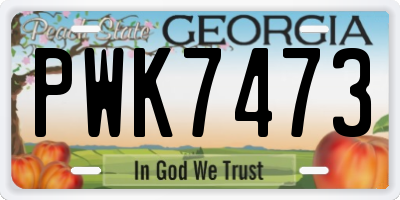 GA license plate PWK7473