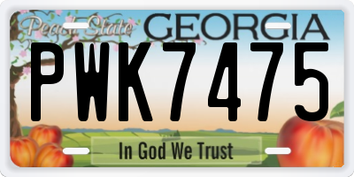 GA license plate PWK7475