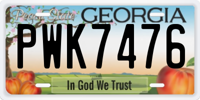 GA license plate PWK7476