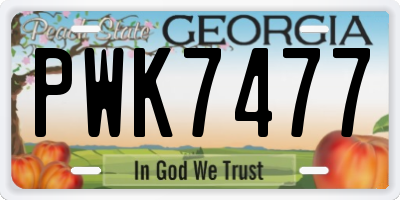 GA license plate PWK7477