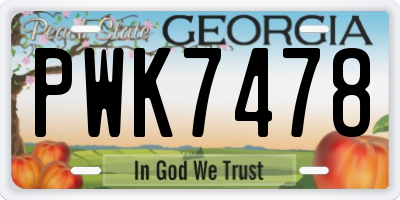 GA license plate PWK7478